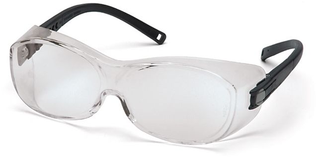 Pyramex OTS Safety Glasses, Black Frame, Clear Lens - Latex, Supported